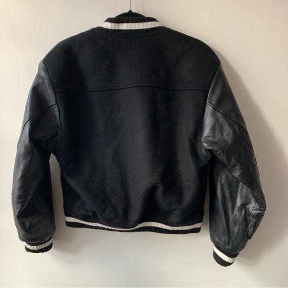 SANDRO Wool-Blend and Leather Varsity Jacket Sz 36/ US S - Picture 6 of 16